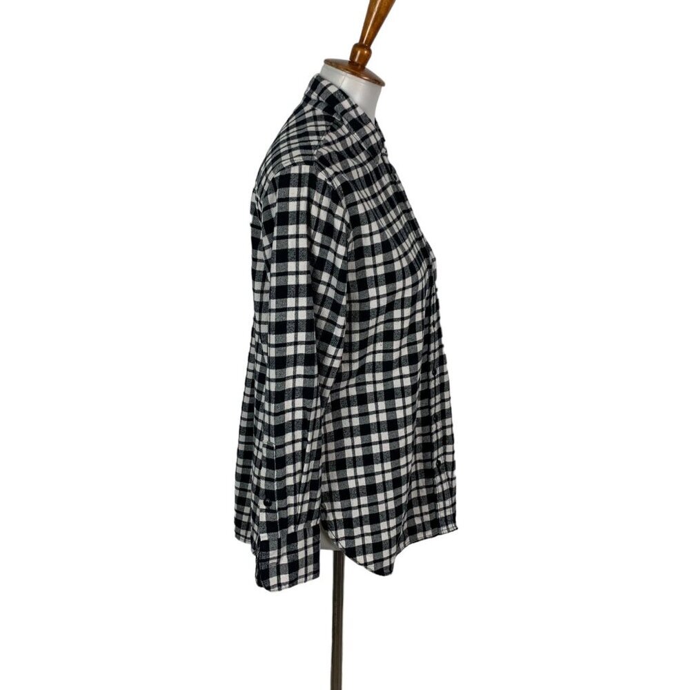 Madewell‎ Plaid Button Down Shirt XS Black White Long Sleeve Workwear Casual - Picture 2 of 5
